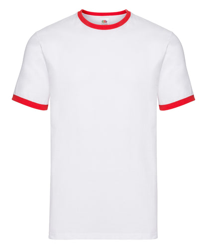 Fruit of the Loom SS168 Ringer T in White/Red