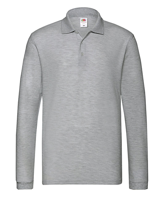 Fruit of the Loom SS258 Premium long sleeve polo in Athletic Heather