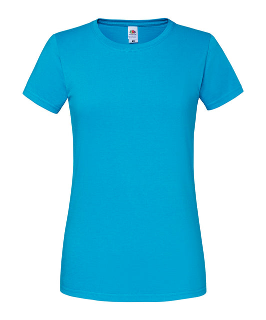 Fruit of the Loom SS424 Women's Iconic 195 ringspun premium t-shirt in Azure Blue