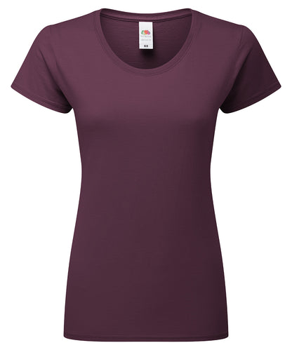 Fruit of the Loom SS424 Women's Iconic 195 ringspun premium t-shirt in Dark Plum