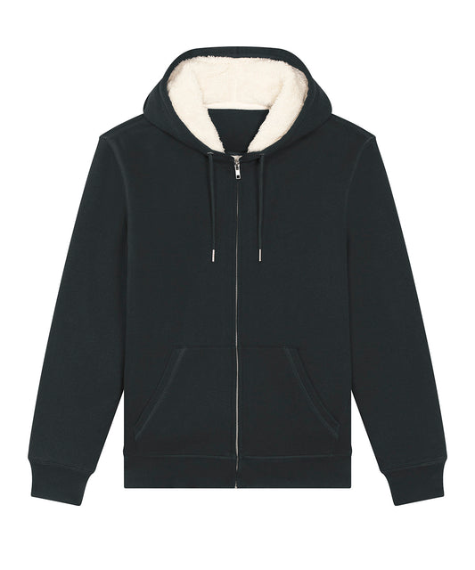 Stanley/Stella SX222 Unisex Hygger sherpa zip-through sweatshirt (STSU956) in Black