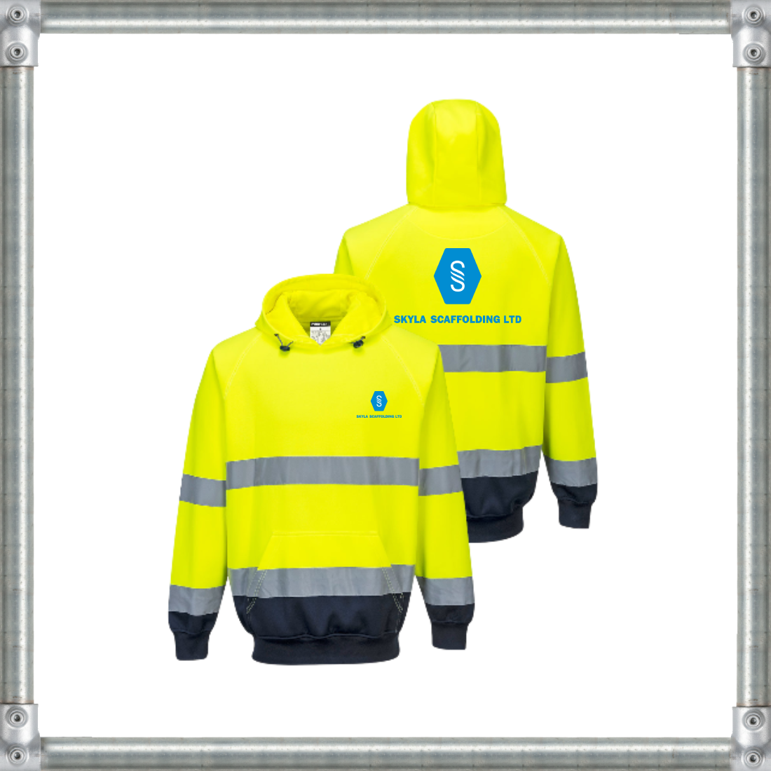 B316 - Hi-Vis Contrast Hoodie Yellow/Navy - Skyla