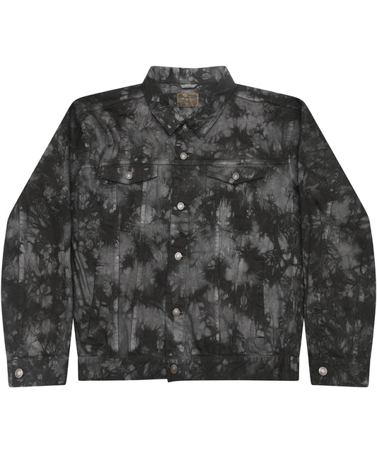 Colortone TD32M Tie-dye denim jacket in Crystal Black