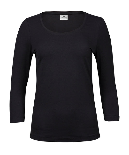Tee Jays TJ025 Women’s stretch 3/4-sleeve tee (460) in Black