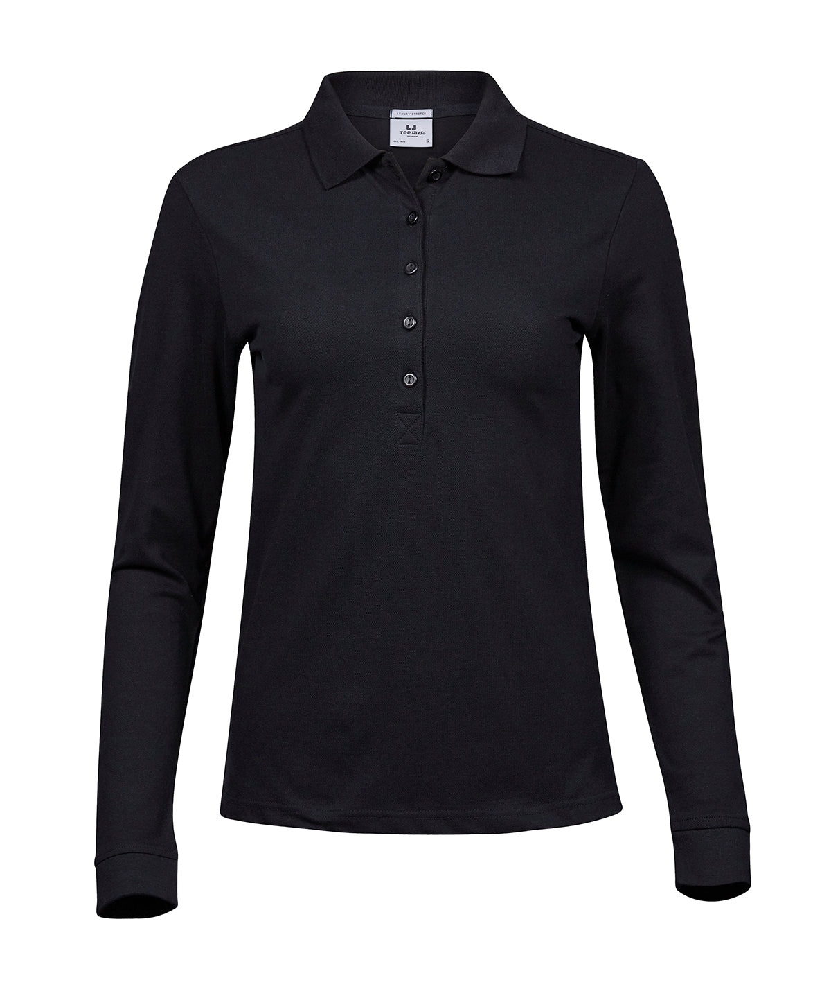 Tee Jays TJ029 Women’s luxury stretch long sleeve polo (146) in Black