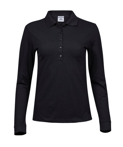 Tee Jays TJ029 Women’s luxury stretch long sleeve polo (146) in Black