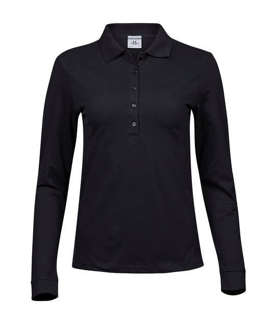 Tee Jays TJ029 Women’s luxury stretch long sleeve polo (146) in Black