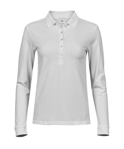 Tee Jays TJ029 Women’s luxury stretch long sleeve polo (146) in White
