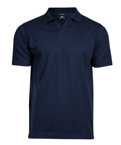 Tee Jays TJ031 Luxury stretch v-neck polo (1404) in Navy