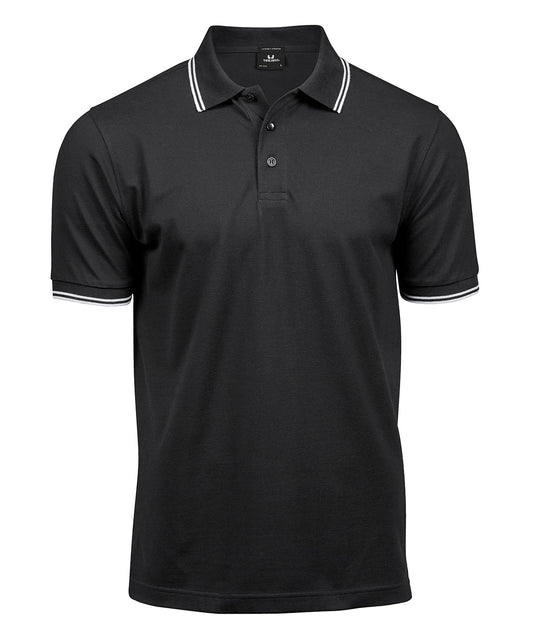Tee Jays TJ032 Luxury stripe stretch polo (1407) in Black/White