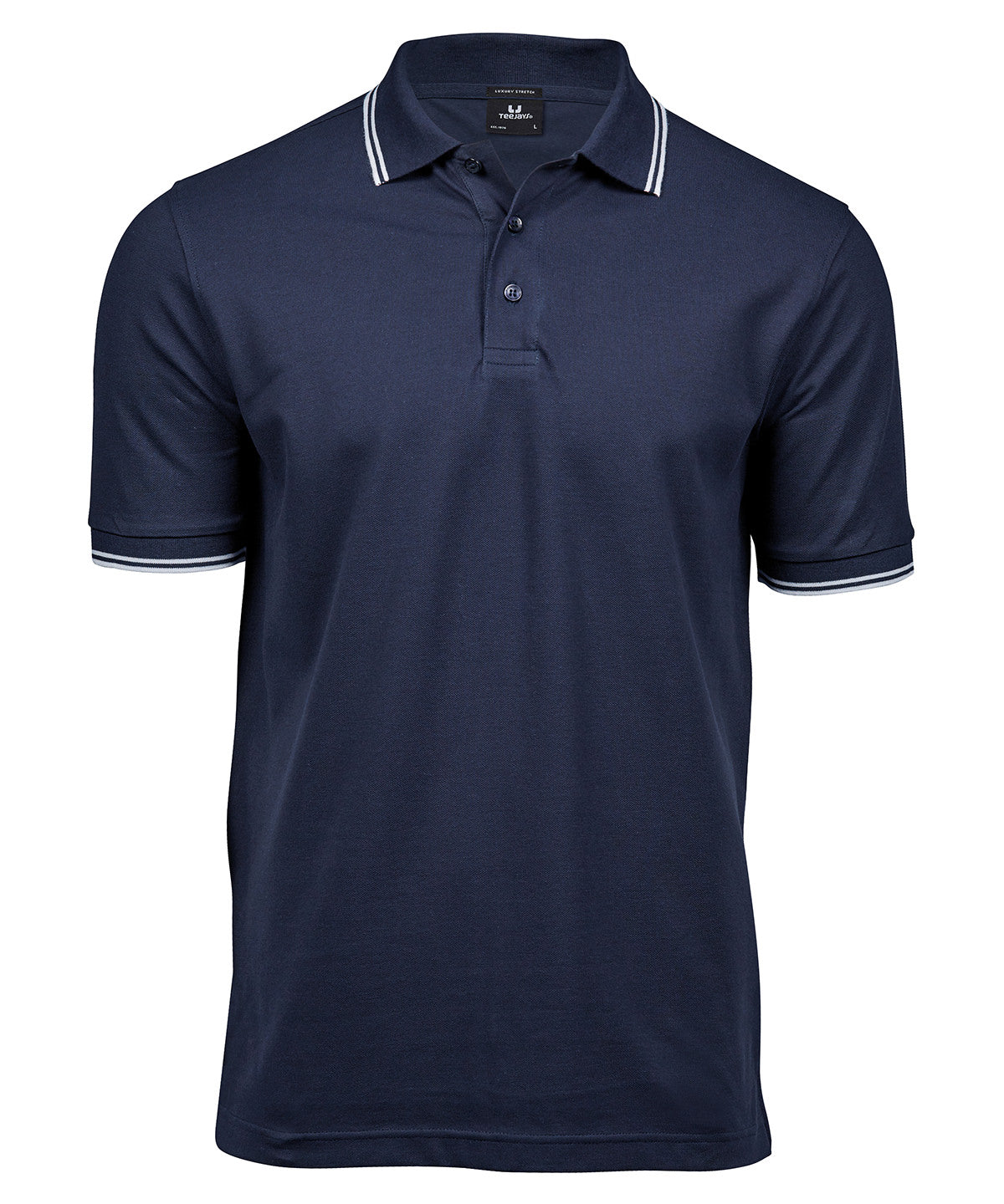 Tee Jays TJ032 Luxury stripe stretch polo (1407) in Navy/White