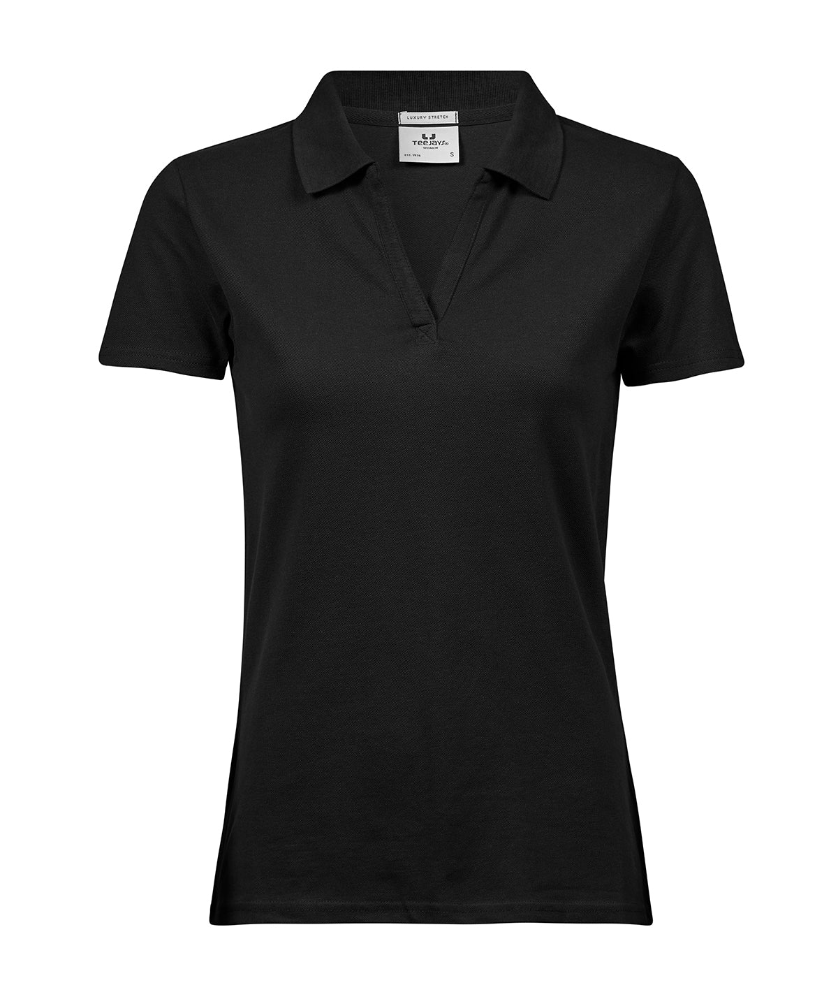 Tee Jays TJ033 Women’s luxury stretch v-neck polo (1409) in Black