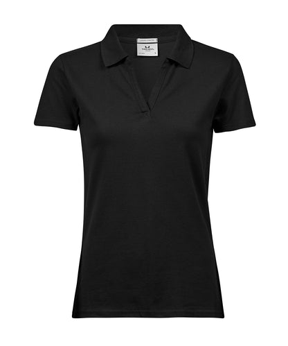 Tee Jays TJ033 Women’s luxury stretch v-neck polo (1409) in Black