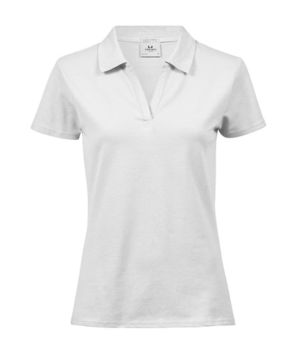Tee Jays TJ033 Women’s luxury stretch v-neck polo (1409) in White