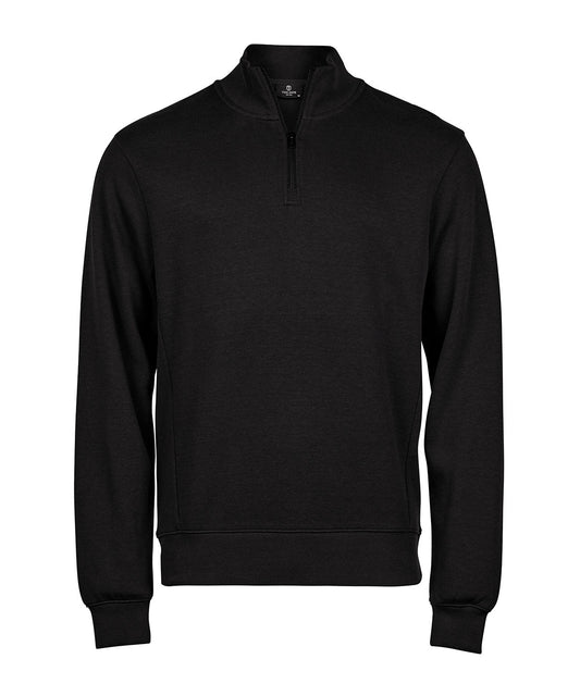 Tee Jays TJ058 Ribbed interlock half-zip (5506) in Black