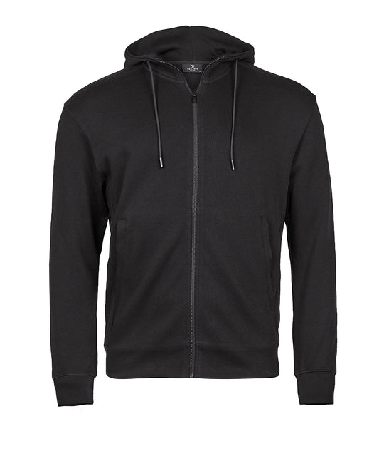 Tee Jays TJ059 Ribbed interlock hooded full-zip (5508) in Black