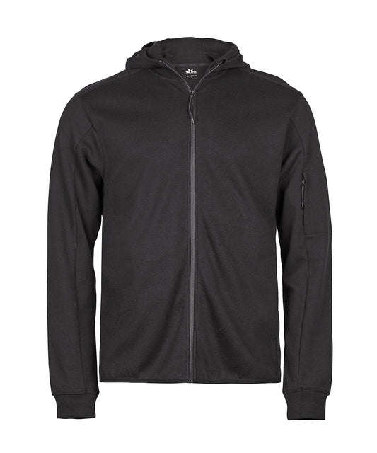 Tee Jays TJ067 Athletic hooded full-zip sweatshirt (5706) in Black