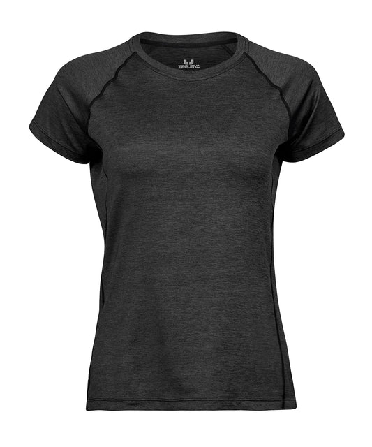 Tee Jays TJ073 Women’s CoolDry tee (7021) in Black Melange