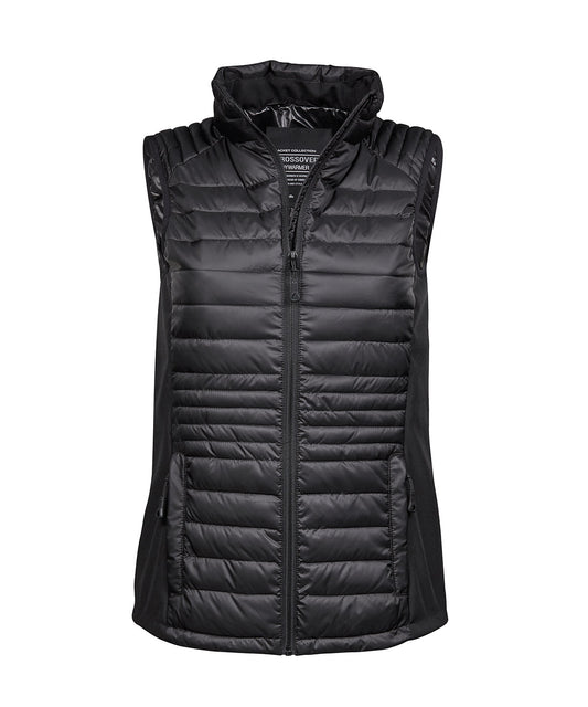 Tee Jays TJ103 Women’s crossover bodywarmer (9625) in Black/Black/Black