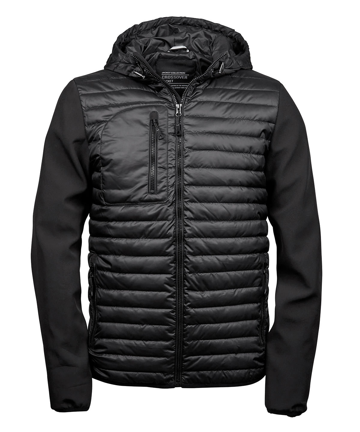 Tee Jays TJ105 Hooded crossover jacket (9628) in Black/Black