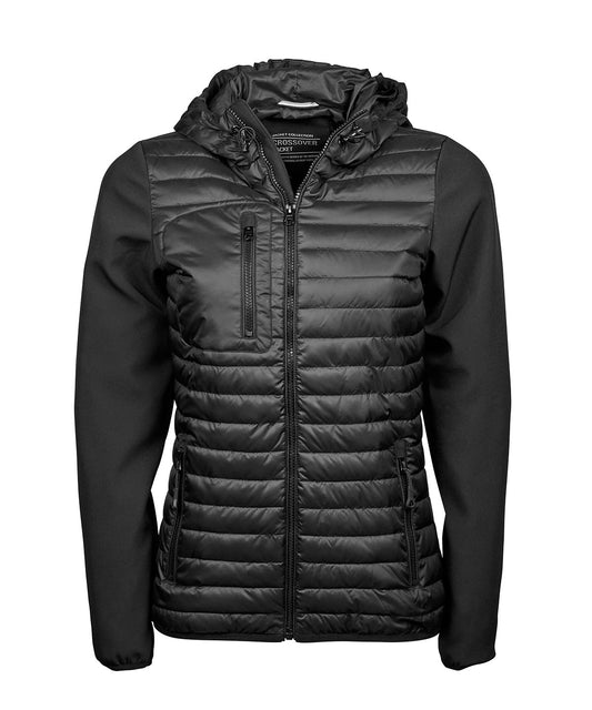 Tee Jays TJ106 Women’s hooded crossover jacket (9629) in Black/Black