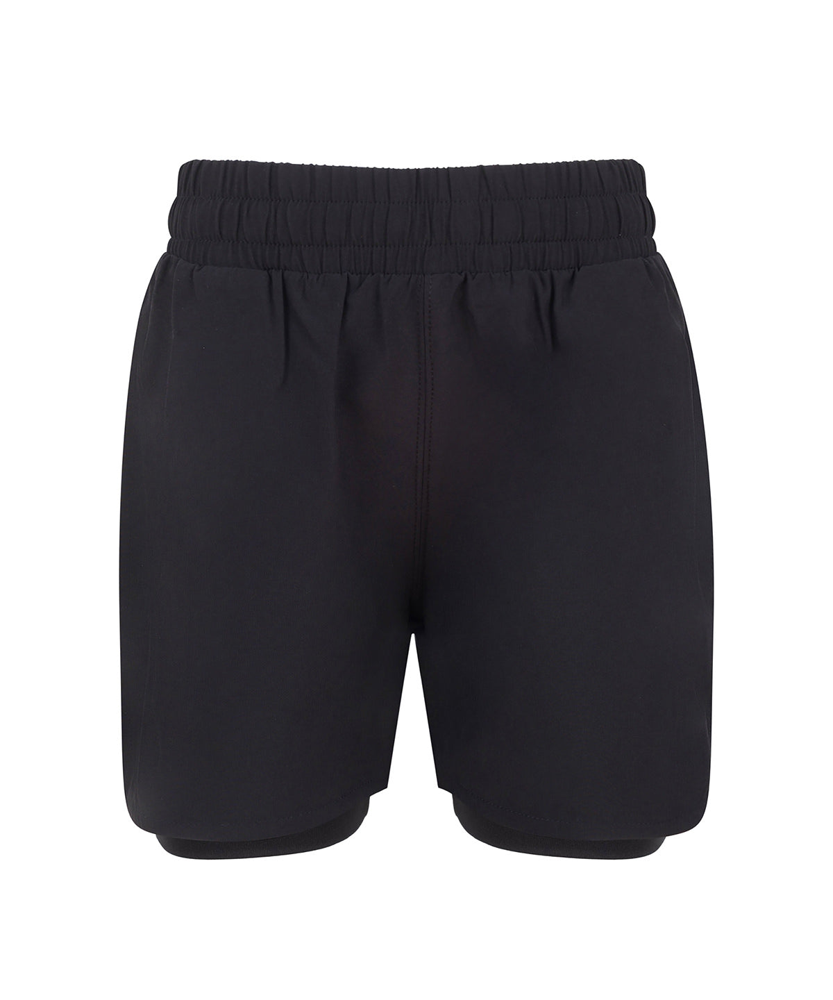 Tombo TL617 Kids double-layer sports shorts in Black