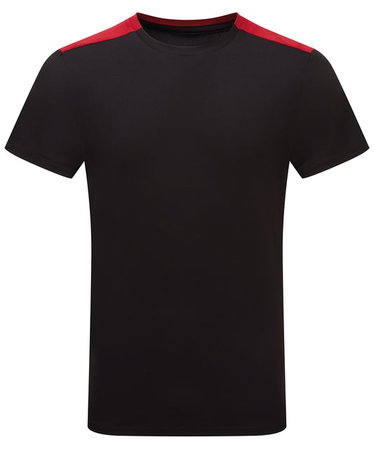 TriDri® TR009 Men's TriDri® contrast performance t-shirt in Black/Fire Red
