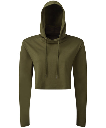 TriDri® TR088 Women's TriDri® cropped hooded long sleeve t-shirt in Olive