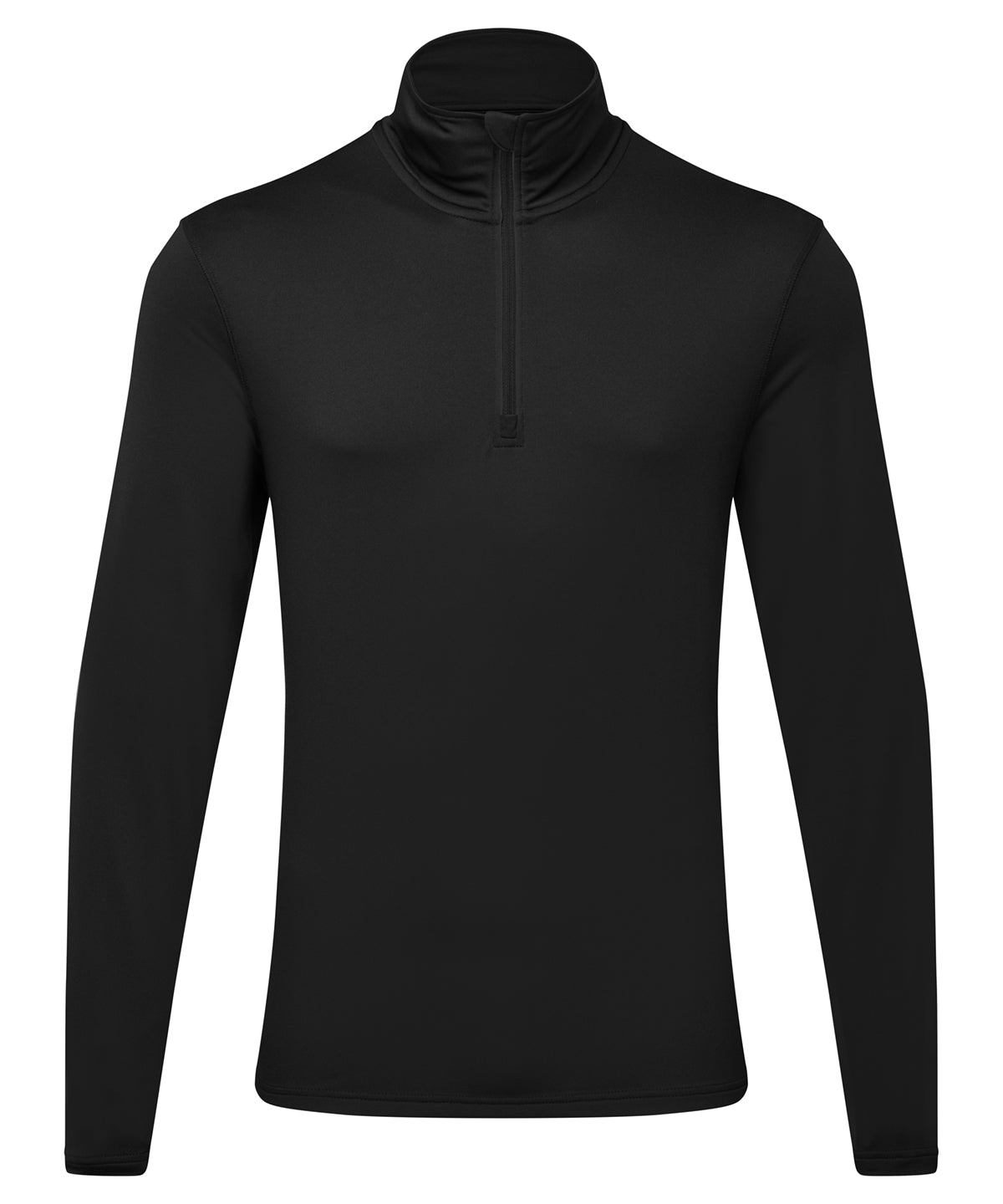 TriDri® TR111 Men's TriDri® recycled long sleeve brushed back ¼ zip in Black/Black