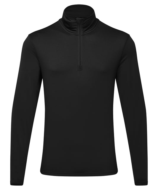 TriDri® TR111 Men's TriDri® recycled long sleeve brushed back ¼ zip in Black/Black