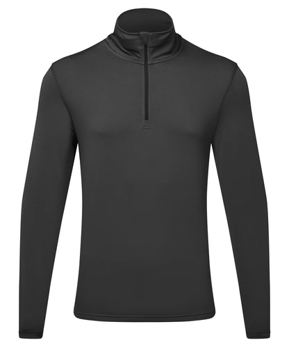 TriDri® TR111 Men's TriDri® recycled long sleeve brushed back ¼ zip in Charcoal/Black