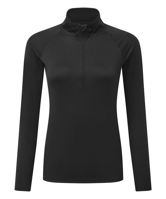TriDri® TR120 Women's TriDri® long sleeve performance ¼ zip in Black/Black*