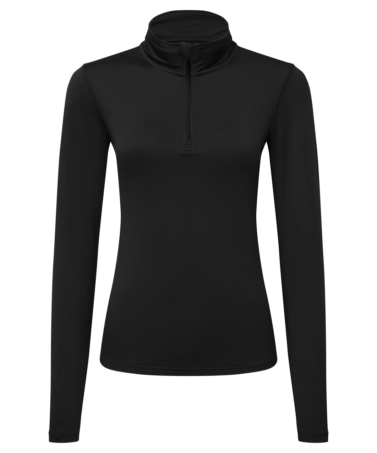 TriDri® TR121 Women's TriDri® recycled long sleeve brushed back ¼ zip in Black/Black