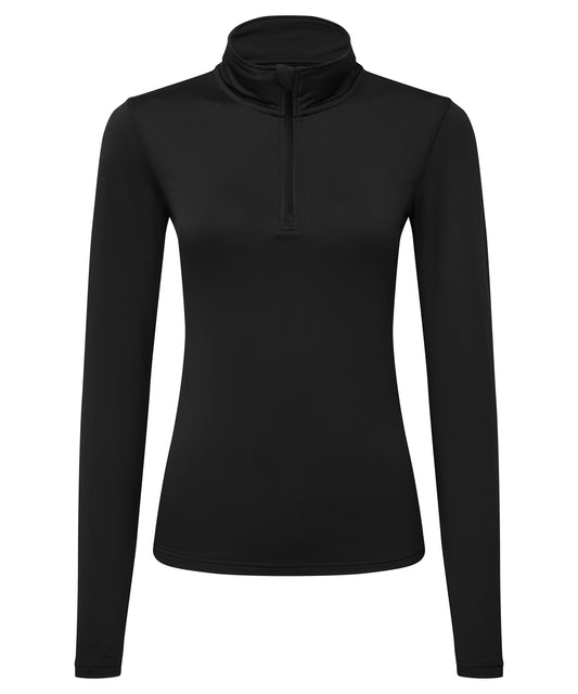 TriDri® TR121 Women's TriDri® recycled long sleeve brushed back ¼ zip in Black/Black