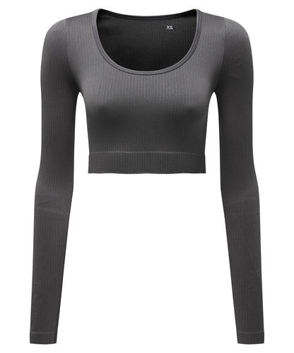 TriDri® TR224 Women's TriDri® ribbed seamless 3D fit" crop top" in Charcoal