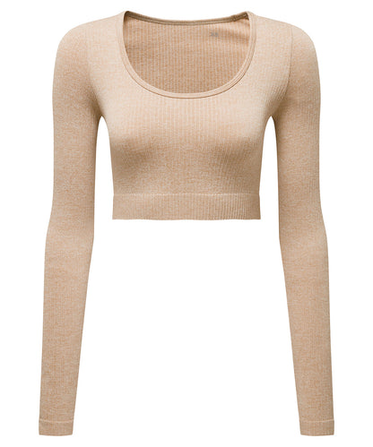TriDri® TR224 Women's TriDri® ribbed seamless 3D fit" crop top" in Nude Melange