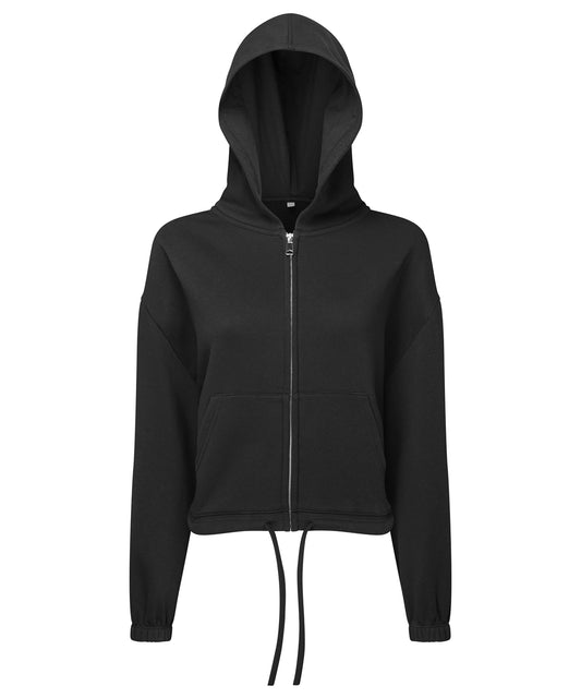 TriDri® TR601 Women's TriDri® recycled cropped oversize full-zip hoodie in Black