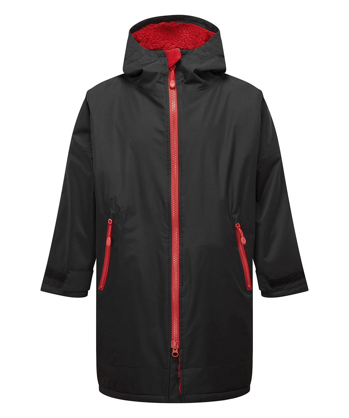 TriDri® TR80B Kids TriDri® all seasons waterproof changing robe in Black/Fire Red