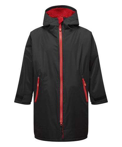 TriDri® TR80B Kids TriDri® all seasons waterproof changing robe in Black/Fire Red