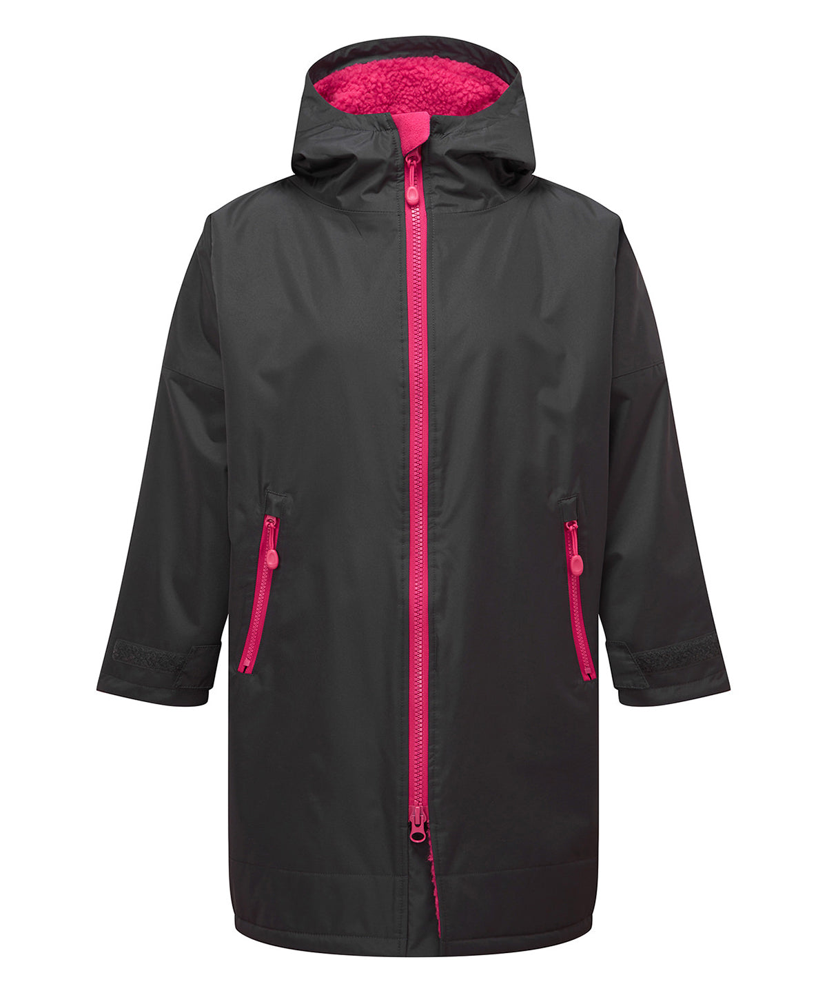 TriDri® TR80B Kids TriDri® all seasons waterproof changing robe in Charcoal/Hot Pink