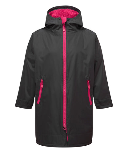 TriDri® TR80B Kids TriDri® all seasons waterproof changing robe in Charcoal/Hot Pink