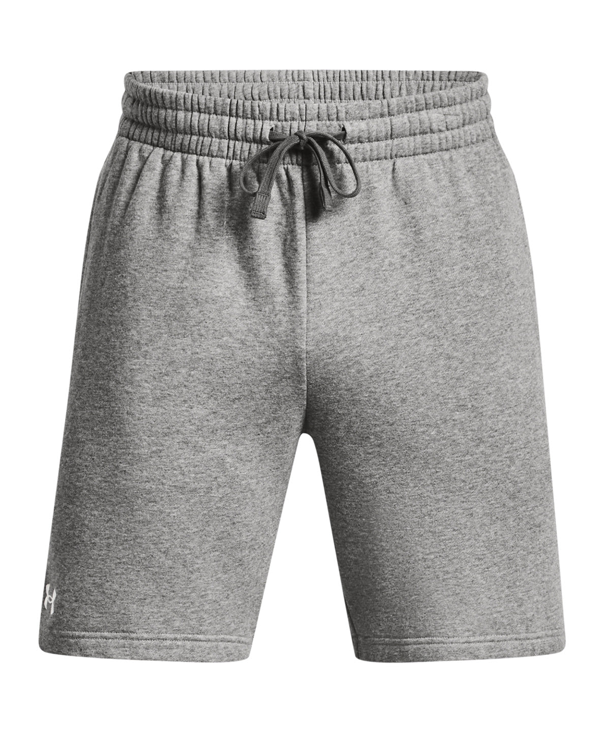 Under Armour UA050 UA Rival fleece shorts in Castlerock Light Heather/White
