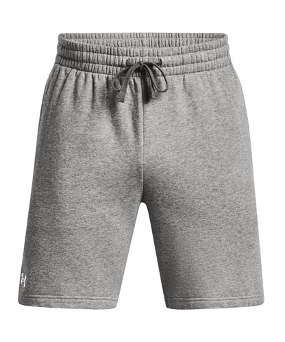 Under Armour UA050 UA Rival fleece shorts in Castlerock Light Heather/White