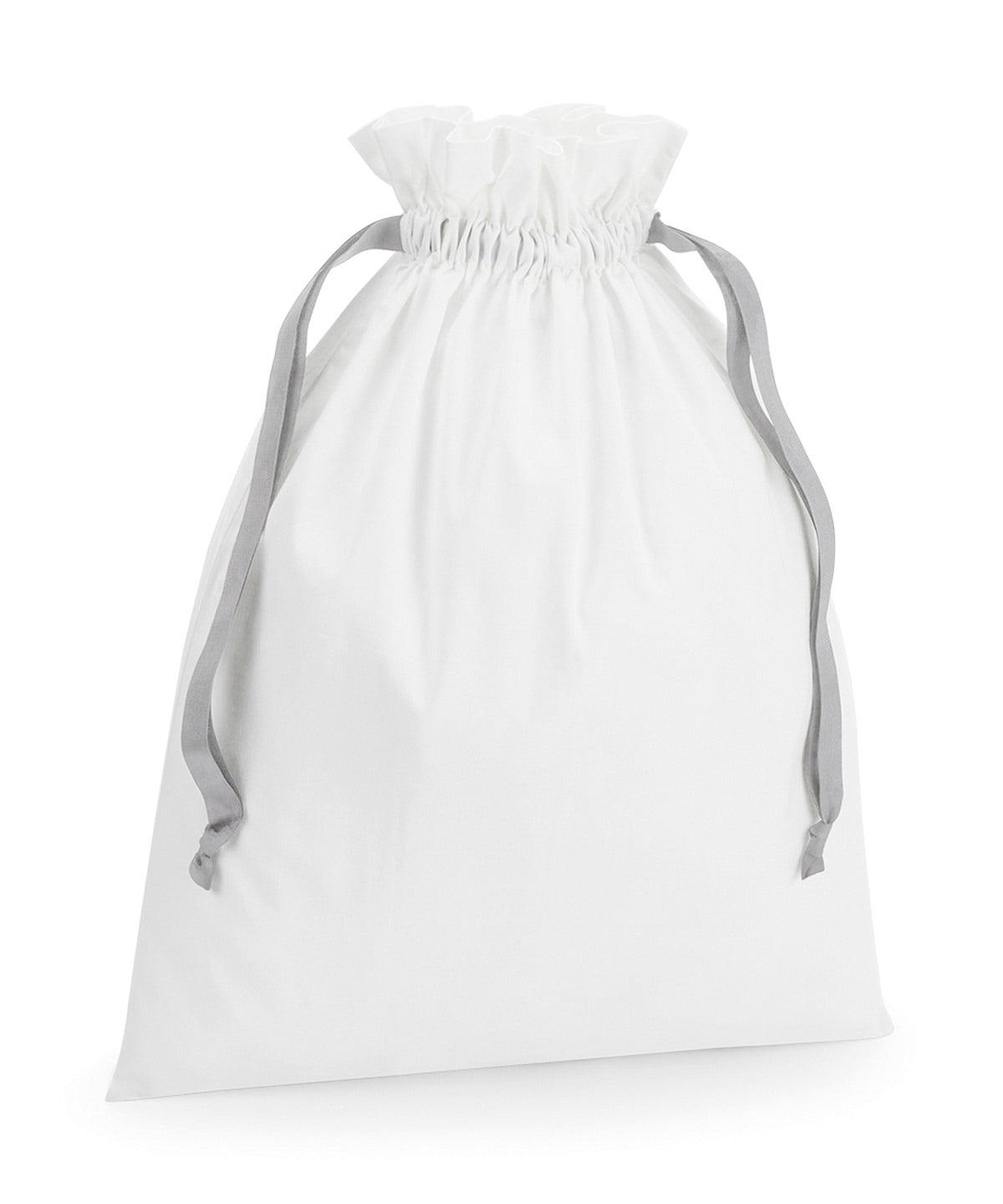 Westford Mill WM121 Cotton gift bag with ribbon drawstring in Soft White/Light Grey