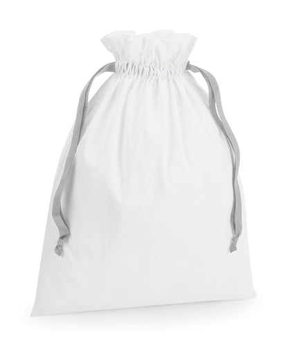 Westford Mill WM121 Cotton gift bag with ribbon drawstring in Soft White/Light Grey