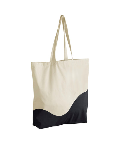 Westford Mill WM235 Organic cotton wave print maxi tote in Natural/Black
