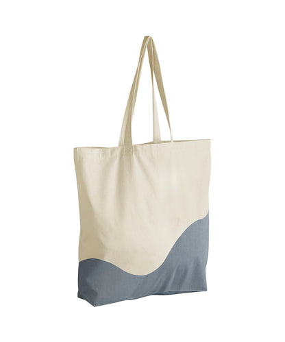 Westford Mill WM235 Organic cotton wave print maxi tote in Natural/Blue Grey