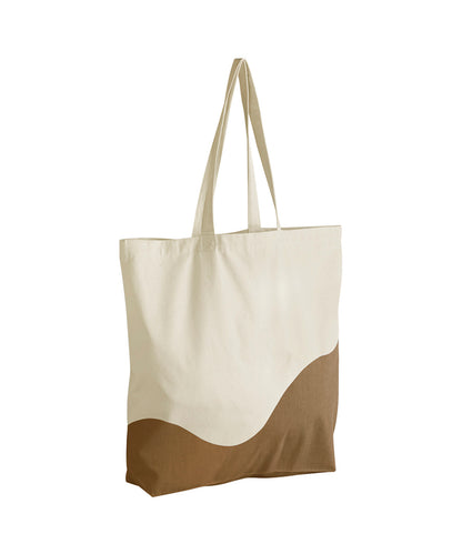 Westford Mill WM235 Organic cotton wave print maxi tote in Natural/Caramel