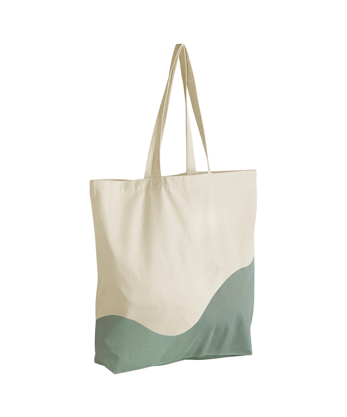 Westford Mill WM235 Organic cotton wave print maxi tote in Natural/Dusty Green