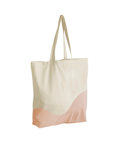 Westford Mill WM235 Organic cotton wave print maxi tote in Natural/Peach